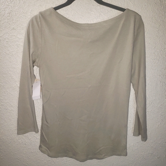 NWT AJ Andrea Jovine Boat Neck Top Cotton Modal 3/4 Sleeve Tee New T-Shirt Sz M - Picture 3 of 7